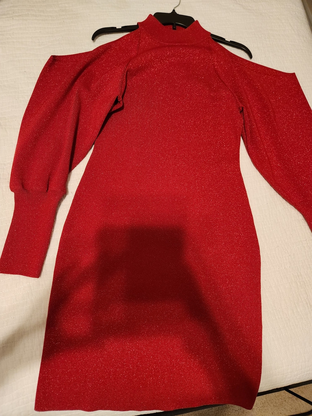 INC International Concepts Red Cold-Shoulder Sparkle Mini Dress